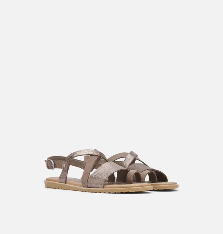 Sorel Ella™ Criss Cross Flat - Womens Sandals Brown - 029165QUL